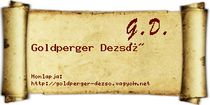Goldperger Dezső névjegykártya